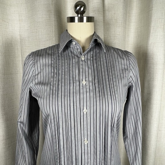 NEW! Ralph Lauren Rugby Button Up Shirt Dress Blue White Ticking Stripe Size 6 - Picture 2 of 16